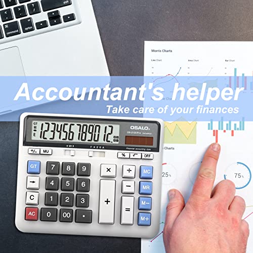 Desktop Calculator Extra Large Lcd Display 12-Digit Big Number Accounting Calculator With Giant Response Button, Battery & Solar Powered, Perfect For Office Business Home Daily Use(Os-2135) #TOP1