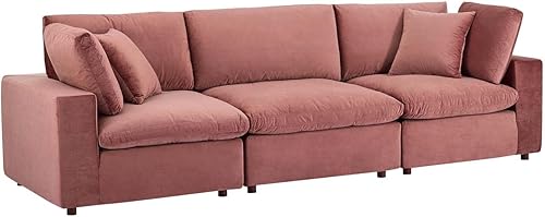 Modway Commix Modular, sofá individual, terciopelo de rendimiento rosa polvoriento