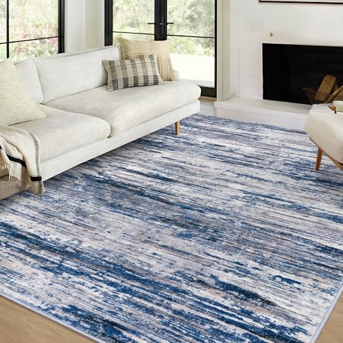 Navy Blue Gray Neutral Multi 6x9 Modern Abstract Area Rug for Bedroom, Large Super Soft Washable Rug with Non-Slip, Non-Shedding Rugs for Living Room, Indoor Door Mat for Office Home Décor