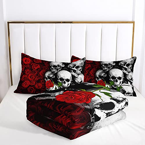 ZHH E-COMMERCE Gothic Skull and Red Rose Comforter Set #TOP11