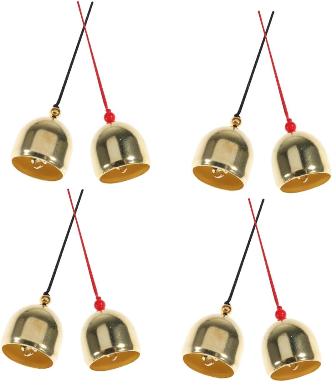 TEHAUX 16pcs DIY Christmas Bell Ornaments Copper Jingle Bells and Strings for Tree Decor Wreaths and Holiday Crafts