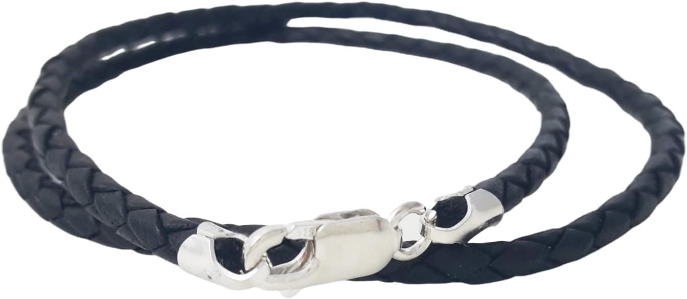CRAFT WIRE Leather Braided Cord Necklace with Rhodium-Plated 925 Sterling Silver Clasp Made in USA - Image 6