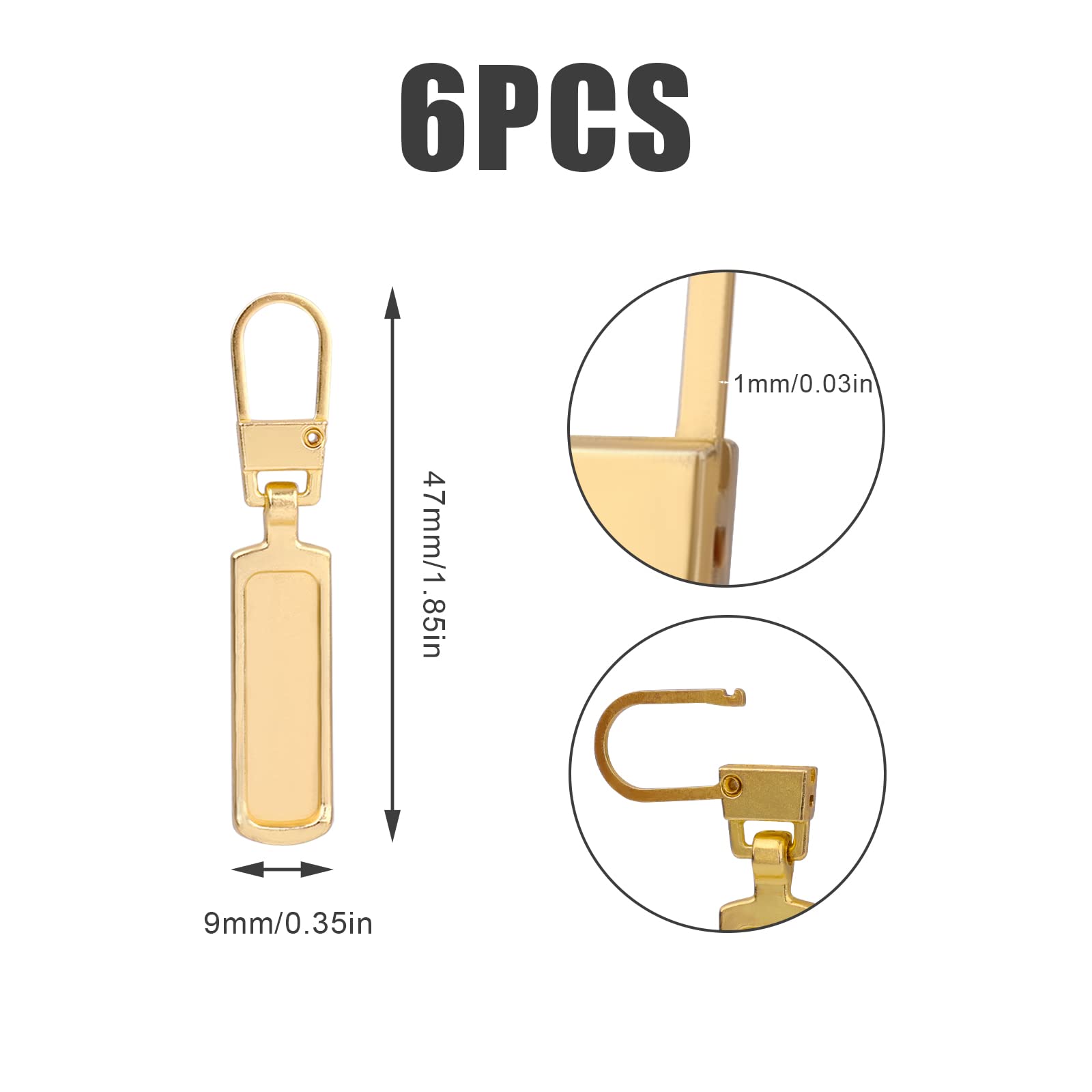 TOYMIS Lot De 6 Tirettes De Rechange Amovibles En Métal Pour Vêtements, Veste, Pantalon, Jeans, Bagages, Valise, Sac à Main (noir