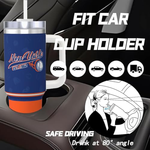 Image of New-York 30 oz Tumbler with Handle and Straw,Car cup,Coffee Mug,100% Leakproof Insulated Tumbler with Lid and Straw,Made of Stainless Steel,Cup Holder Friendly Base,Classic Collection Gifts for Fans