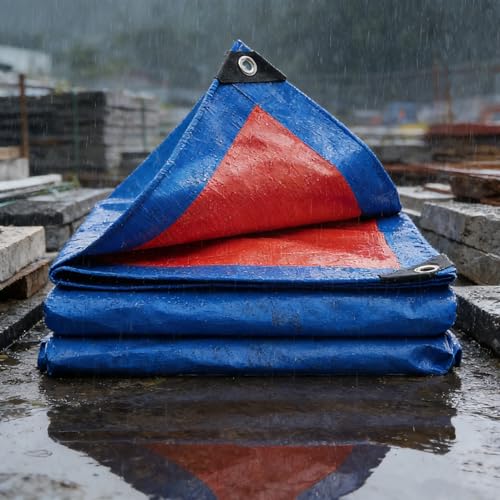 Lona para Exteriores 80 x 550 cm Impermeable Desgarros Polietileno Lona Remolque con Ojales Duradera Multiusos para Leña, Muebles, Jardín, Piscinia, Vehículos, Azul