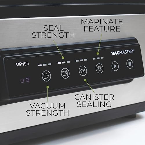Miniatura 3 de VacMaster Sellador al vacío de cámara VP195, cámara de doble función y sellado externo, barra de sellado de 12 pulgadas, acero inoxidable