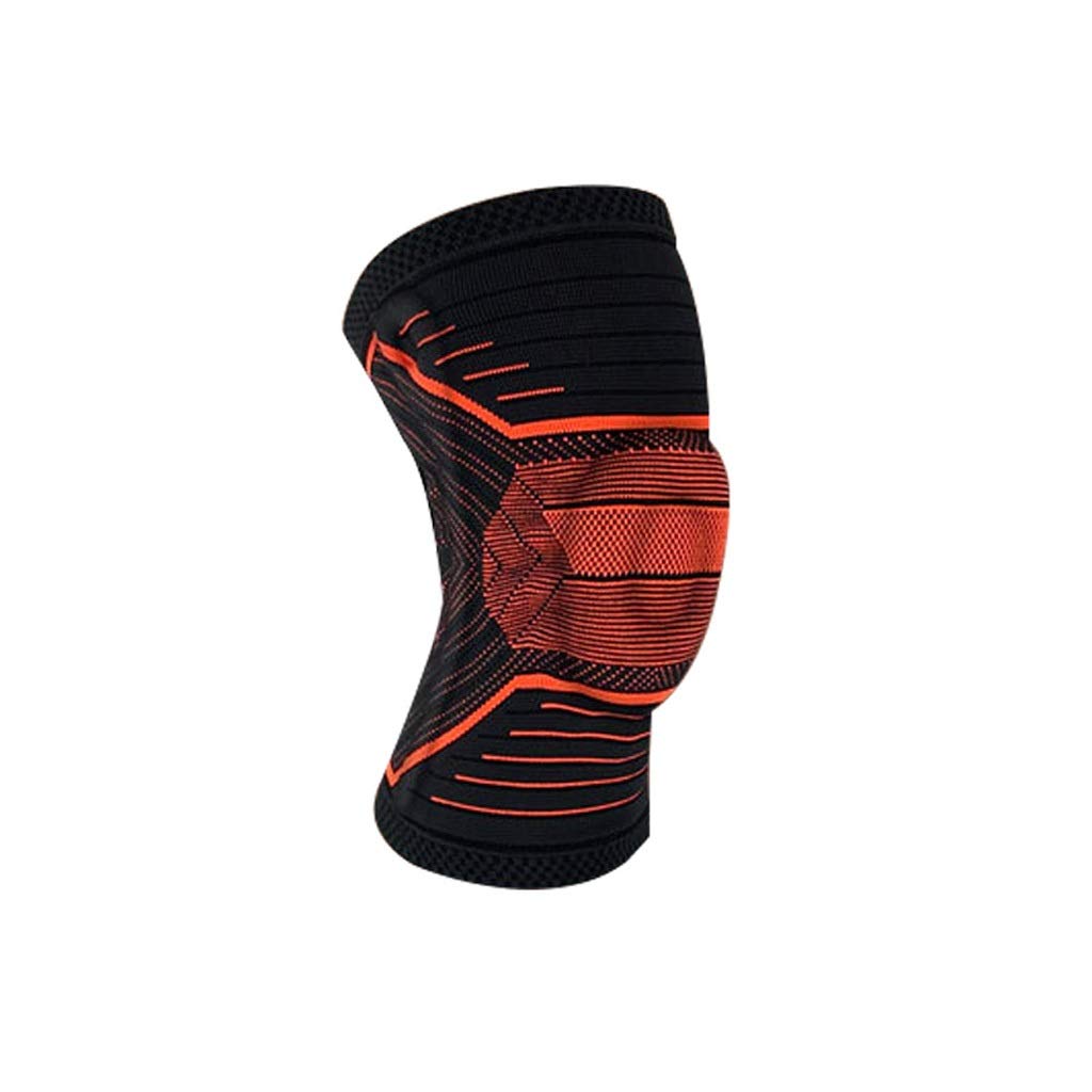 1 Pair Sports Knee Protector Brace Silicone Spring Knee Pad Basketball Knitted Compression Elastic Knee Support(L)