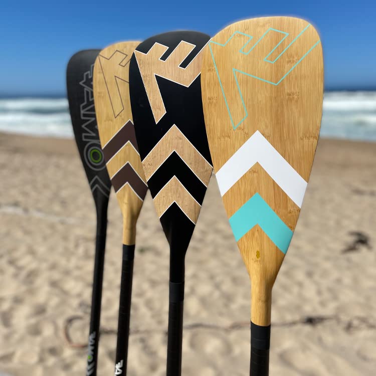 Adjustable Bamboo Paddleboard Paddle - VAMO Carbon Fiberglass Adjustable Paddle with ABS Edge for SUP, SUP Surf, or Paddleboarding (Bamboo Brown)