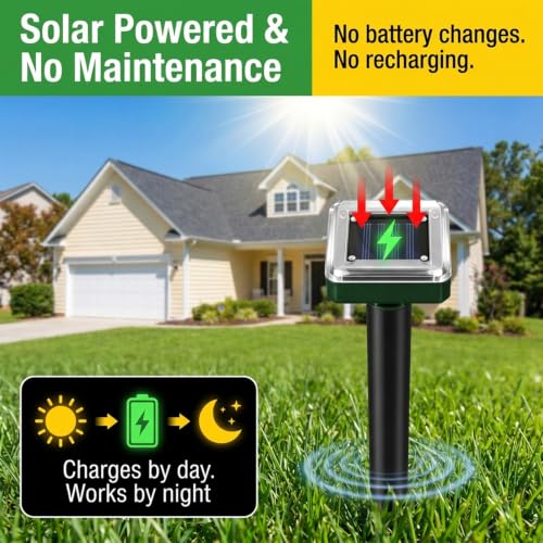 Solar Ultrasonic Mole Repellent Stakes – Solar Operated Vibration Mole Deterrent, IP65 Waterproof Outdoor Pest Repeller for Lawn Garden Farm – 10 Pack Square by SonicPulse - Used condition - Image 4