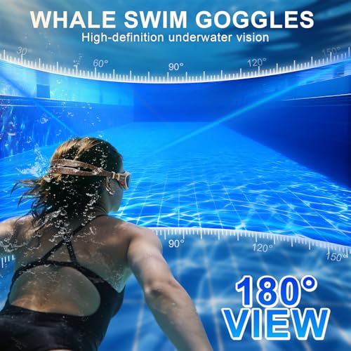 Image of Whale Swim Goggles, HD Anti-Fog Goggles, Unisex | 100% UV Protection | Anti-Fog Design Clear Wide-Angle Underwater View