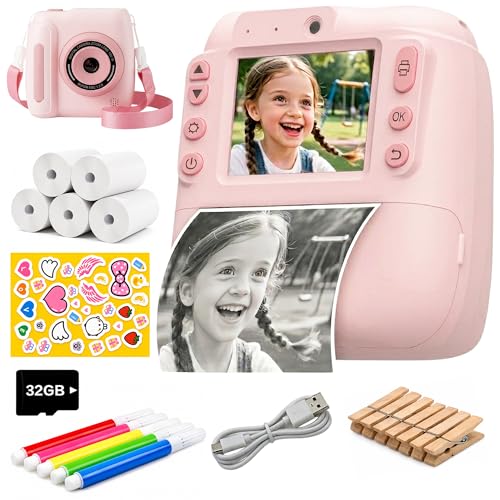 Cámara Fotos Infantil Instantánea para Niños y Niñas 3 12 Años   Imprime +50 Fotos Seguidas sin Sobrecalentarse   Graba Vídeo   Sin Juegos   SD 32GB + 5 Rollos Térmicos   Caja Regalo Premium