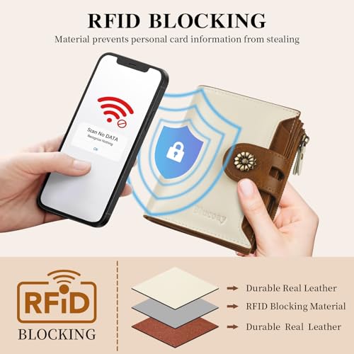 Image of RFID Blocking Leather Womens Wallet with Coin Pocket(lakeblue) | 16xcredit card slots,4xid window,1xcoin zipper pocket,2xfull-length compartments,1 removable card sleeve