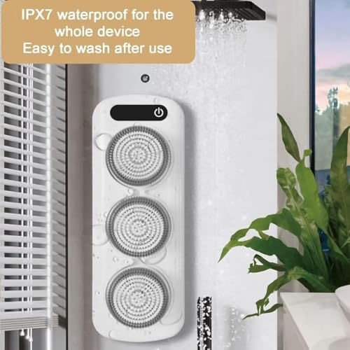 Brosse exfoliante electrique murale au design epure blanc pour douche