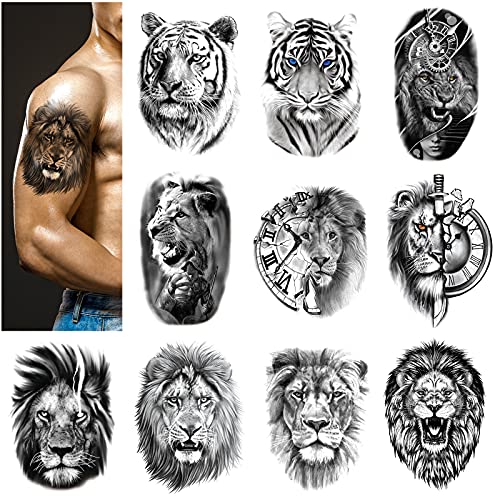 Tatouages temporaires pour hommes adultes - Kit d'autocollants imperméables pour Noël, avant-bras, bras, bras, épaules, poitrine Cover
