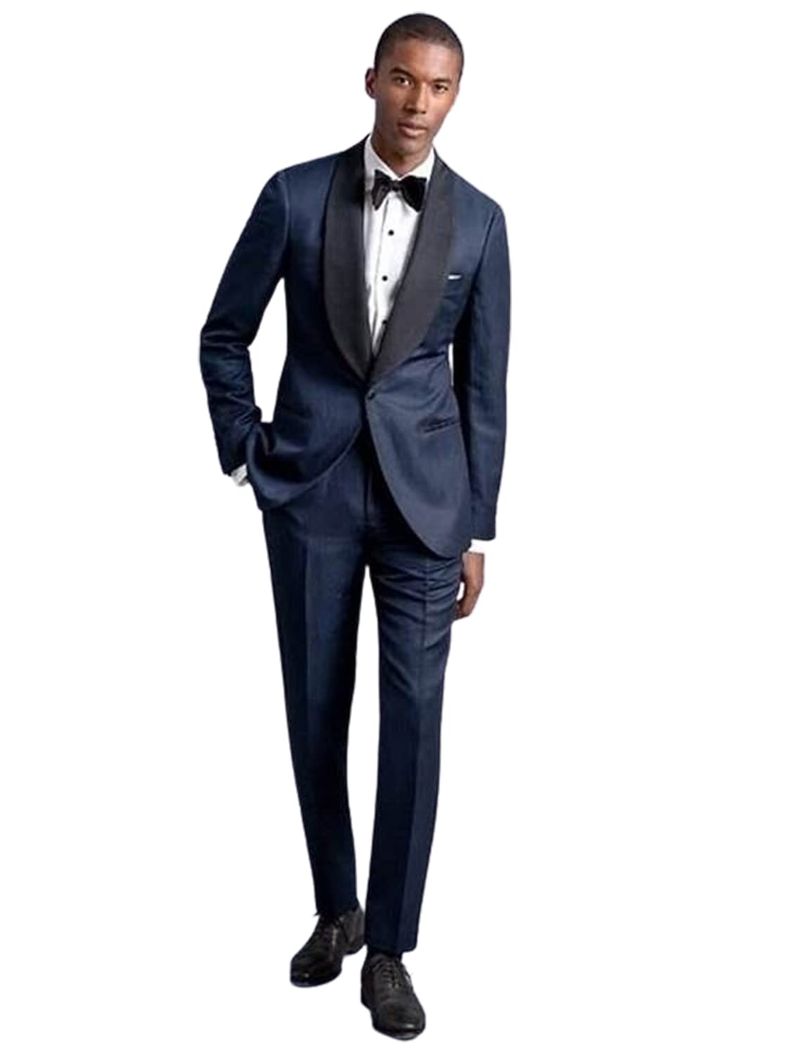 Uomo Vestito 2 Pezzi Smoking Scialle Risvolto Giacca Pantaloni per Prom Business