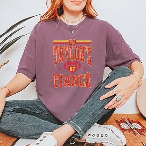 Go Taylor's Fiancé Engagement Game Day Unisex T-Shirt, Vintage Soft, Garment Dyed, Relaxed Fit3