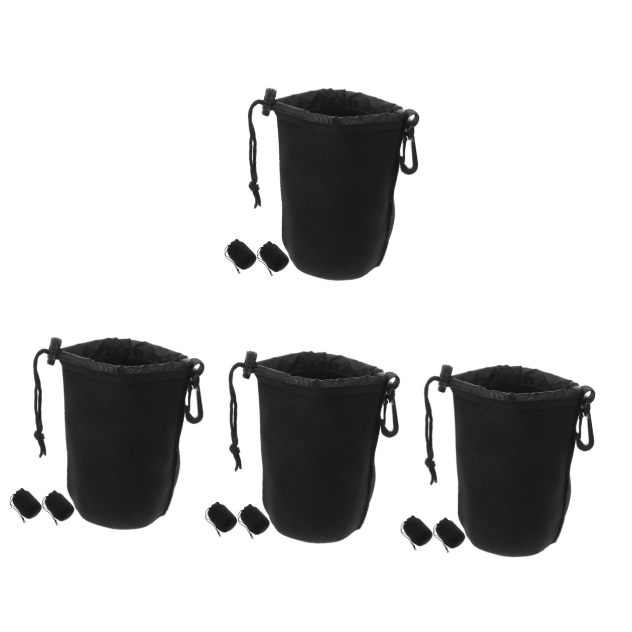 jojofuny Bolsa de Neopreno para Guardar Lentes de Cámara (4 Juegos Cierre con Cordón Y a Prueba de Golpes) para Viajes al Aire (3 Unidades)