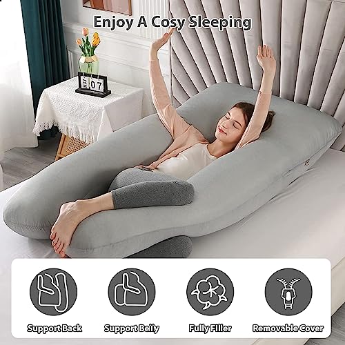 Image of Amagoing Cooling Pregnancy Pillow for Sleeping, 55 inch U Shaped Full Body Maternity Pillow Support for Back, Hip, Belly, Legs for Pregnant Women, Removable Cooling Cover, Pregnant Women Must Have