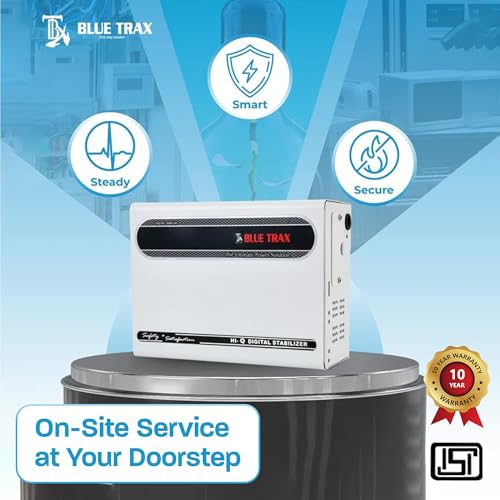 Image of BLUETRAX 4 KVA 3200W Voltage Stabilizer | 140V-300V | Copper Automatic Hanging Digital Multipurpose | For All Inverter & Non-Inverter up to 1.5 Ton AC | ISI Certified | 10 Years Warranty