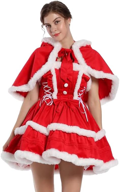 Women's Christmas Dress Skirt and Hooded Cloak Match … - Image 3