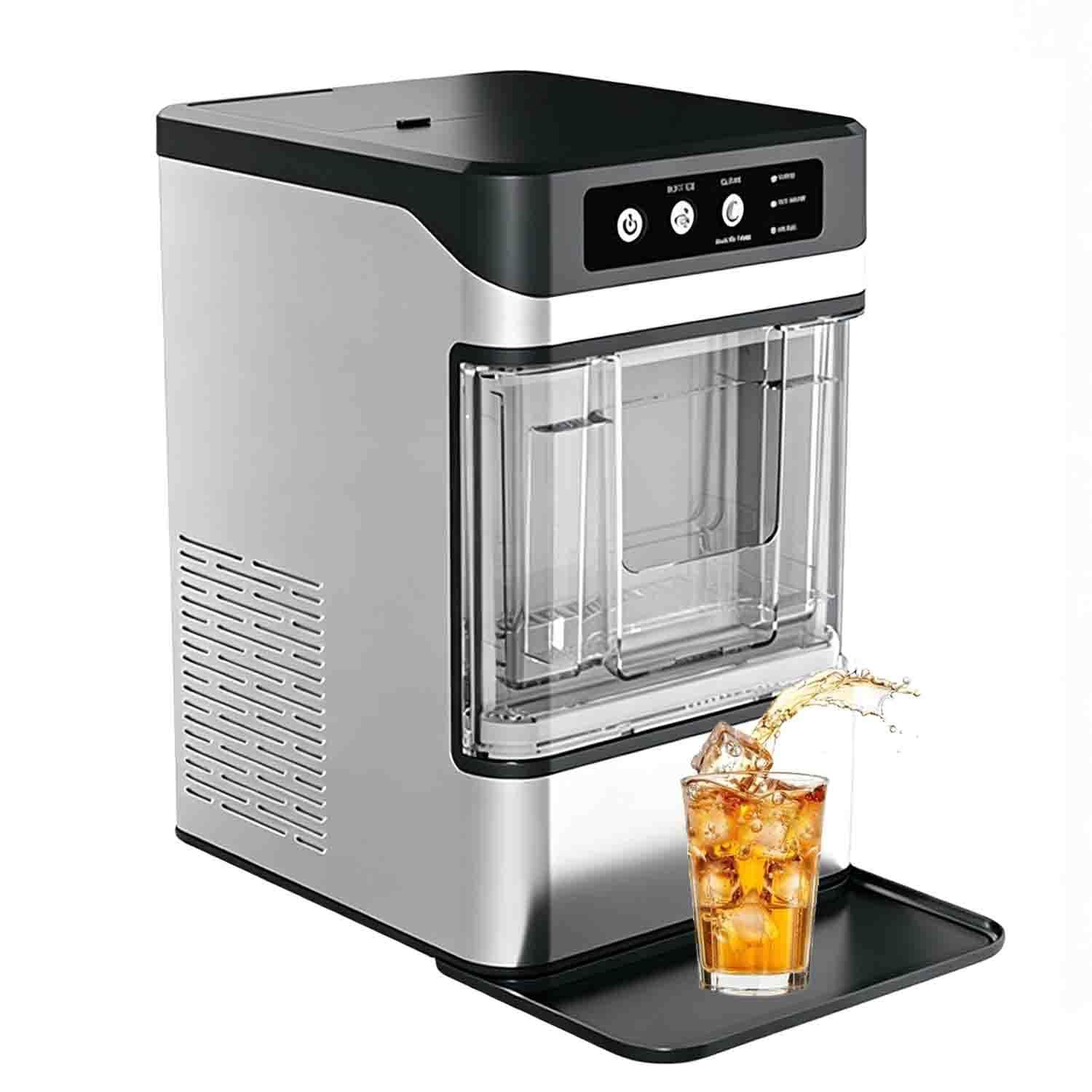 GLBMXDD Nugget Ice Maker, Soft Chewable Pellet Ice, Built-In Water Reservoir Portable Ice Machine, Countertop Self-Cleaning for Kitchens/Home/Office/Bar Standard
