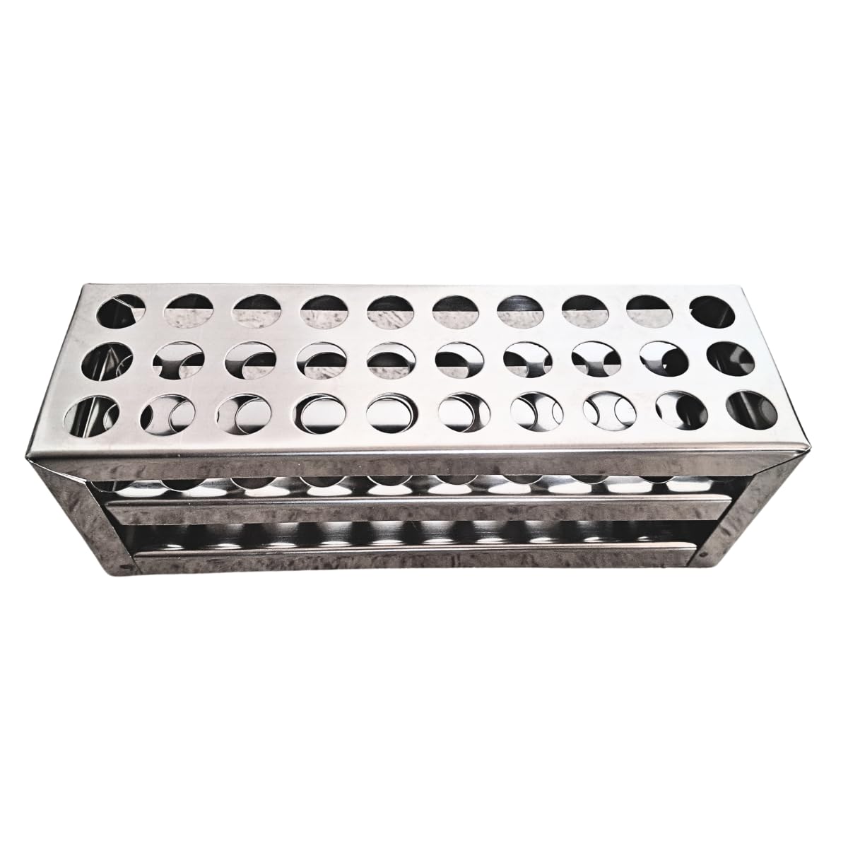 aanij® test tube stand stainless steel 304 grade, size 13 mm × 30 holes test tube rack for laboratory pack of 1