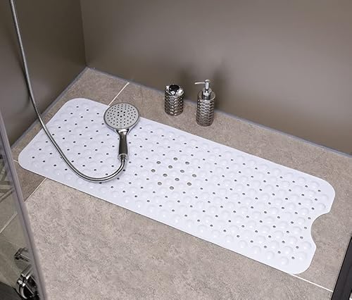 Miniatura 6 de Alfombra Antideslizante Para Bañera Y Ducha 100x40cm, 200 Ventosas Ultra-Fuertes, Material Suave Antibacterial, Lavable A Máquina, Color Anti-Manchas, Seguridad Familiar Blanco
