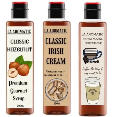 La Aromatic 3 in 1 Coffee Syrup Pack (Classic Hazelnut,Irish Cream And Coffee Mocha)-200ml Each - Image 2