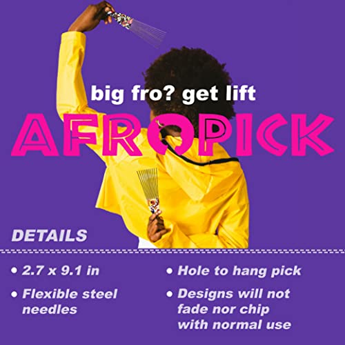 Afropick Metal Peine para Cabello Rizado Negro miniatura 7