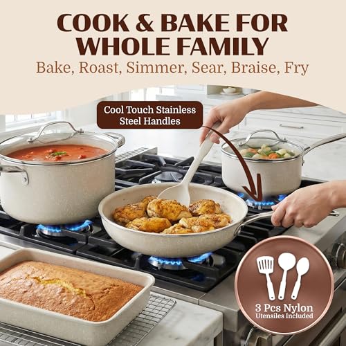 20 Pc Pots and Pans Set Nonstick - Granitestone Ceramic Cookware Set, Diamond Infused, with Bakeware, Utensils & Steamer, Non Toxic PFOA PFOS Free, Oven Safe to 500°F, Dishwasher Safe by Granitestone - Image 5