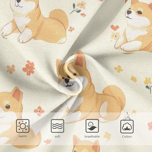 Wusikd Cute Shiba Inu Dog Girls' Underwear Cotton Flowers Girls Briefs Soft Toddler Underwear 2T3