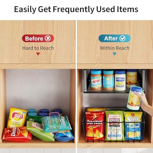 iSPECLE Under Shelf Basket 4 Pack, 15 and 30 Black Strong Adhesive