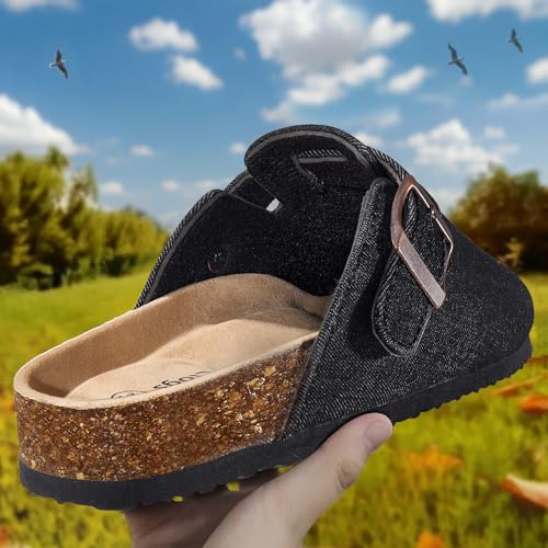 Image of KEMISANT Men Clogs-Comfortable Suede Mules Slippers Sandals Nurse Potato Shoes Unisex-Cushioned Cork-Footbed