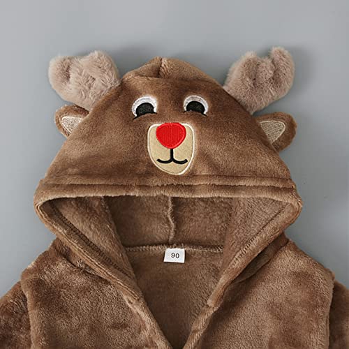Toddler Girls Reindeer Christmas 𝐁athrobes Outfits Hoodie Long Sleeve Velvet Coats Cute Warm 𝗣a𝗷amas For Baby Boys3