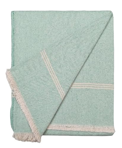 Image of 100% Cotton Soft Beautiful 3D Chek Single Bed Size Skin Friendly Summer Blanket /Khes /Dohar /Top Sheet Set /Chadar (Green)