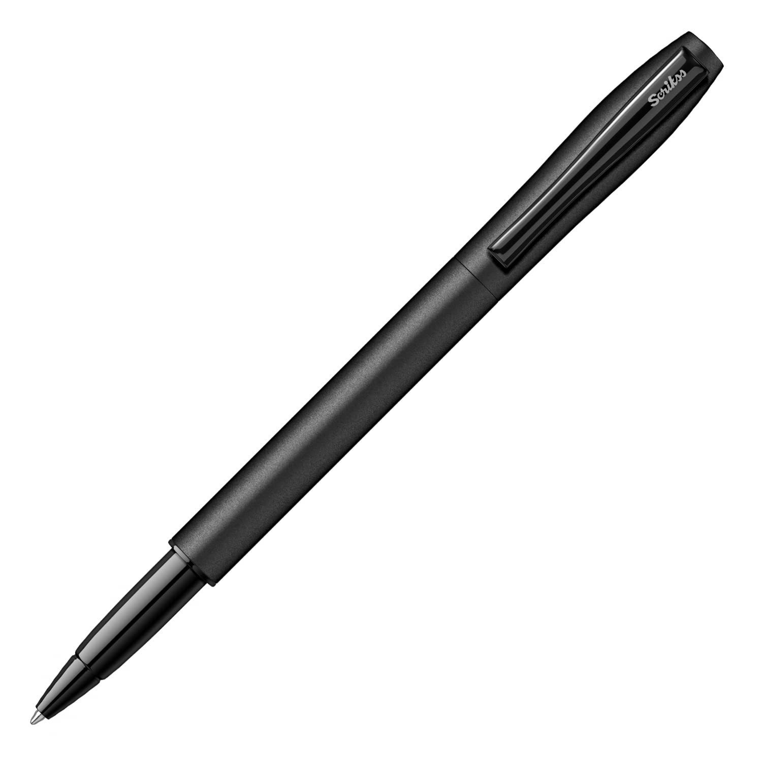 Scrikss 0.7mm Roller Ball Point Pen Matt Black Steel Body ABS Black Grip For Writing Carnival Series Ideal for Gifting Adults Office Use