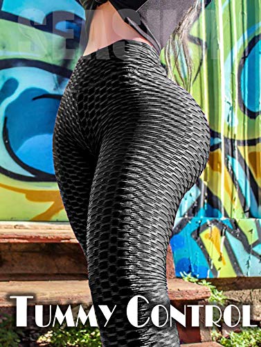 SEASUM Women High Waisted Yoga Pants Butt Lifting Scrunch Booty Capri Workout Leggings Anti Cellulite Textured Capris M