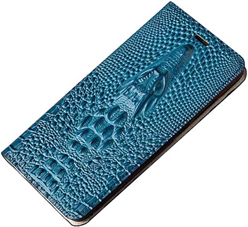 Étui clapet iPhone 14 Pro GUMMMY cuir crocodile bleu anti-choc