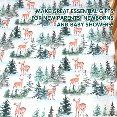 Image of JISEN Baby Fitted Crib Sheets for Boys Girls 52x28 Inch Woodland Animals