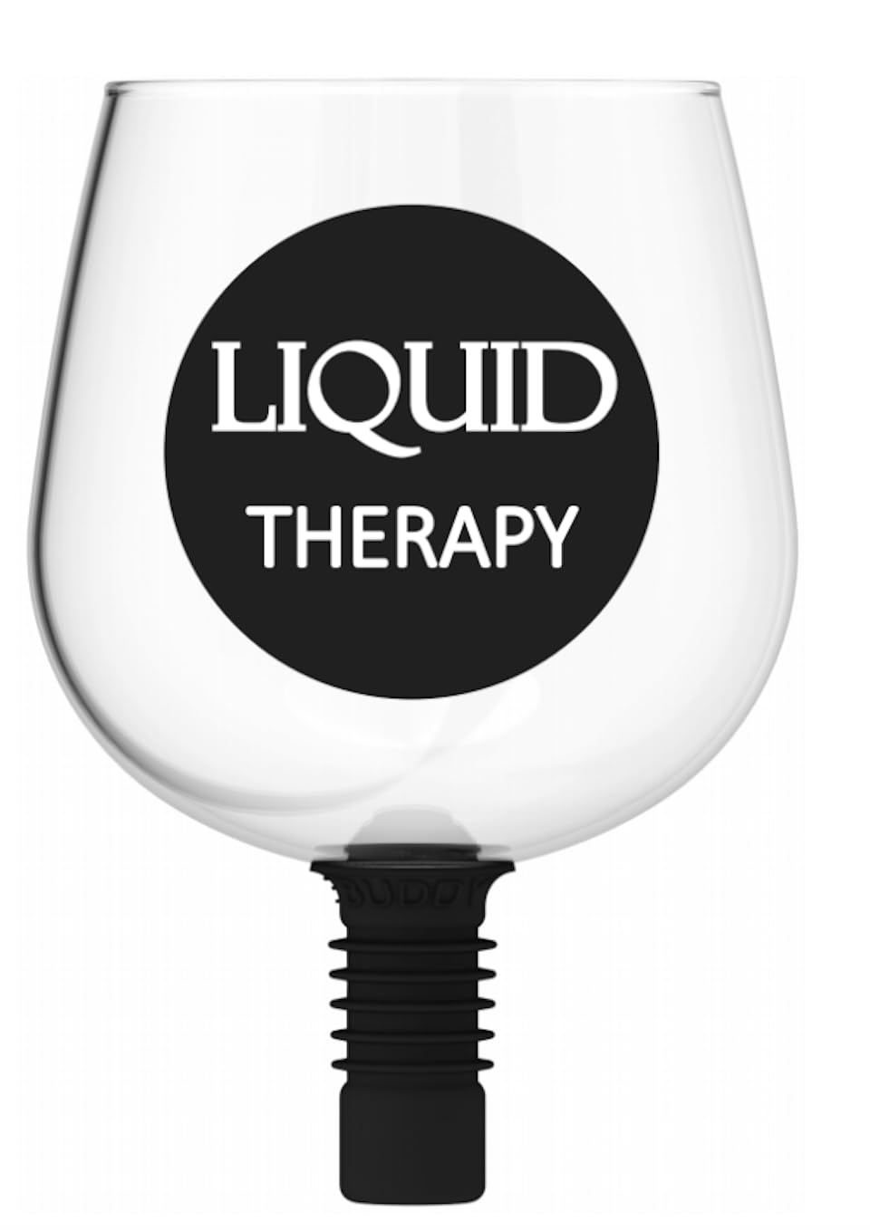 2GO Unbreakable Tritan Plastic 16 Ounce Wine Glass, It Turns Your Bottle Into Your Glass, Wine Bottle Topper Christmas Gift White Elephant for Wife - Liquid Therapy Design