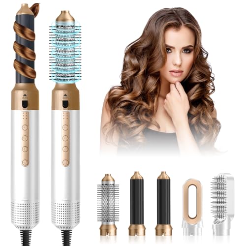#rémunéré #Amazon<br>Sèche Cheveux Air Styler Brosse Soufflante 1350W [5 en 1] Négatifs Seche Cheveux 110 000 RPM Fer à Boucler à Air de 32mm Hair Styler avec volumateur Pour Lisser Boucler les Cheveux