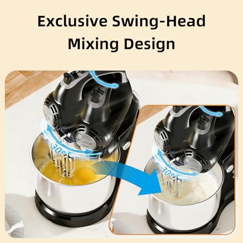 3.2QT 2-in-1 Stand Mixer, Electric Kitchen Mixer with Auto-Rotating Bowl & Tilt-Head - image 4