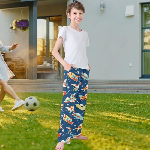 visesunny Boys Pants Vintage Space Car Loose Jogger Pants Soft Elastic Trousers Long Bottoms with Pockets M4