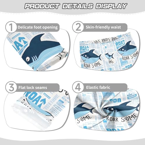 ALAZA Girls' Leggings Children's Yoga Pants Skinny Printed Dance Shark Newspaper Comfortable 4T2