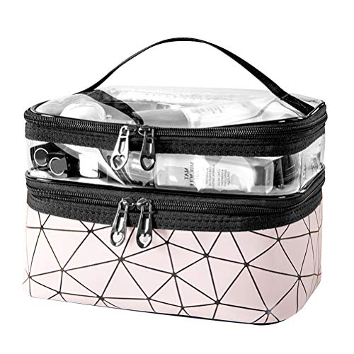 1 pièce Trousse de Toilette imperméable Double Couche Sac Organisateur Portable Transparent pour Filles Dames Femmes Voyage Stockage Vacances d'affaires Cover