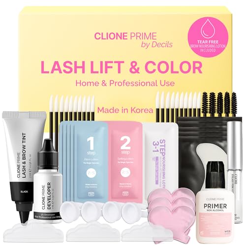 Korean At Home Lash Lift and Color Kit – Temporary Eyelash & Eyebrow Color, Black, Naturally Fades Within 1-2 Weeks, Gentle Vitamin C Formula