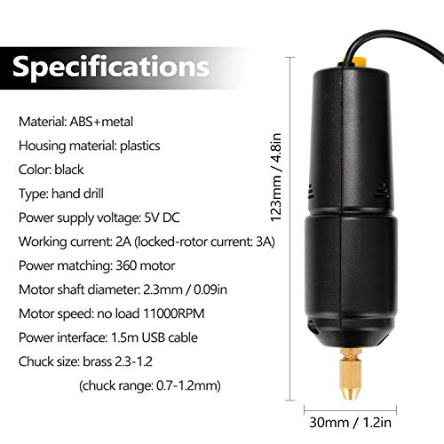 Mini taladro de mano, 5V USB, compacto y portátil miniatura 2