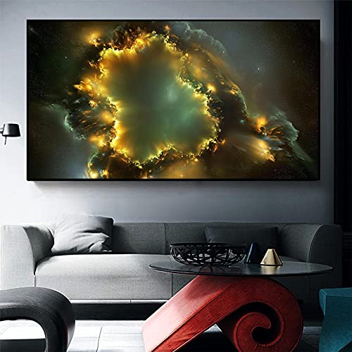 Tableau abstrait nuages colorés pour créer une ambiance sereine et moderne dans le salon