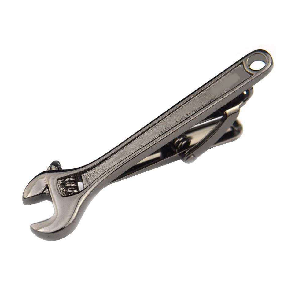 XKT Men's Metal Wedding Business Tie Clip for Best Gifts Necktie Accessories (Black Wrench)