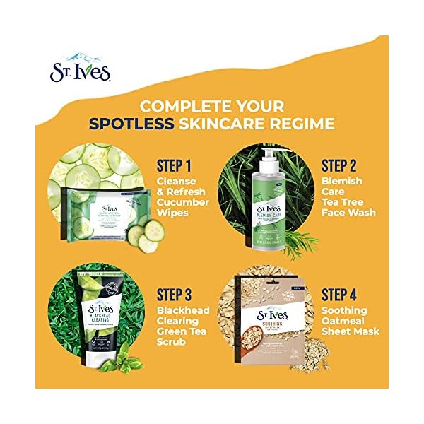 St-Ives-Blackhead-Clearing-Face-Scrub-Clears-Blackheads-Unclogs-Pores-Green-Tea-Bamboo-With-Oil-Free-Salicylic-Acid-Acne-Medication-Made-with-100-Natural-Exfoliants-6-oz St. Ives Blackhead Clearing Face Scrub, Clears Blackheads & Unclogs Pores, Green Tea & Bamboo, Salicylic Acid Acne Treatment Facial Scrub, Moderate Exfoliator Skin Care with Natural Exfoliants 6 oz